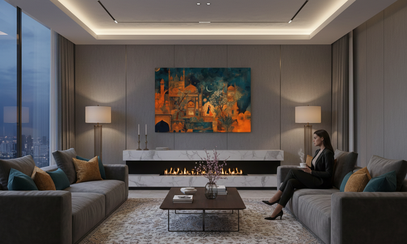 Eternal Embrace – Mughal Palace Romance Canvas Art