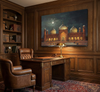 Badshahi Mosque Lahore Canvas Wall Art – Moonlit Mughal Architecture with Golden Domes