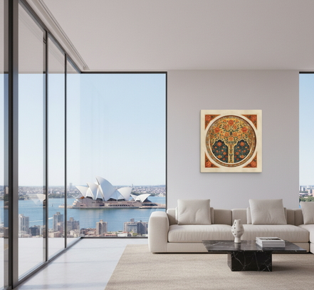 Golden Blossom Arch — Mughal Floral Harmony Canvas