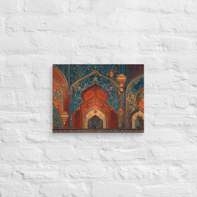Crimson Arches of the Red Castle – Mughal Palace Canvas