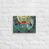 Gilded Lotus Eclipse – Teal & Gold Floral Canvas