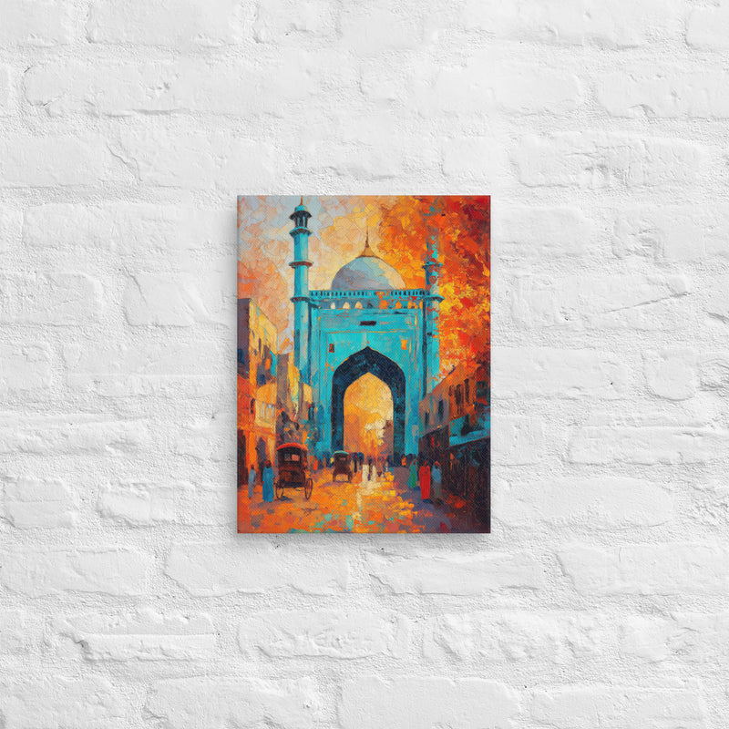 Sunset Gate of Old Delhi – Impasto Mughal Street Canvas