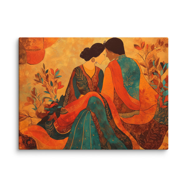 Amber Embrace of Anarkali & Salim – Mughal Romance Canvas Art