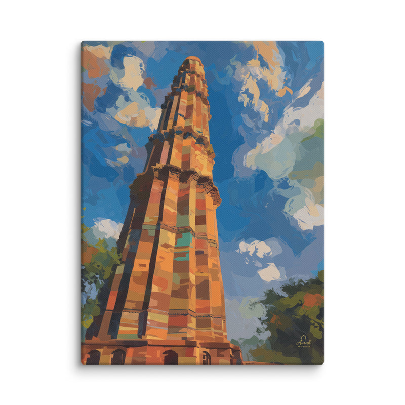Echoes of Stone – Qutb Minar Mughal Architecture Canvas Wall Art