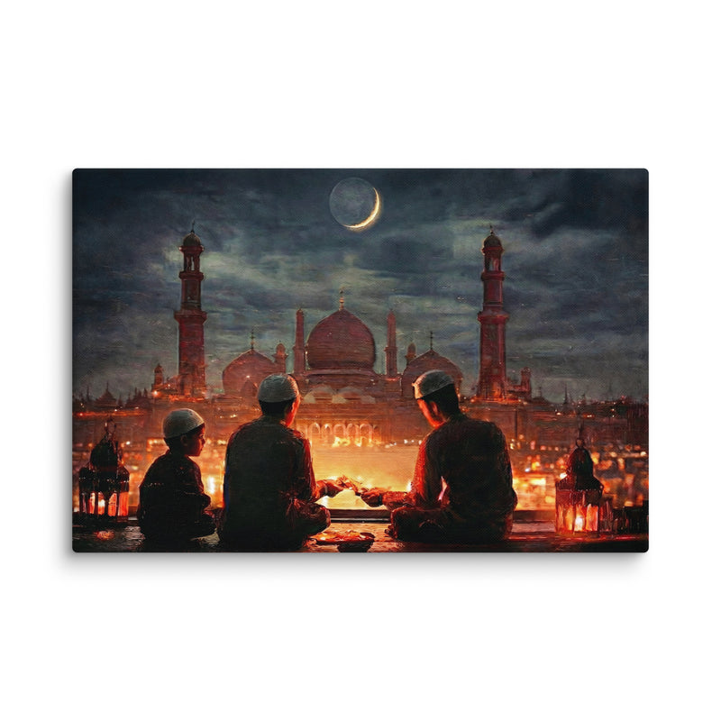 Moonlit Iftar — Mughal Evening of Breaking Fast Canvas Art