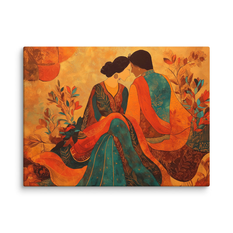 Amber Embrace of Anarkali & Salim – Mughal Romance Canvas Art