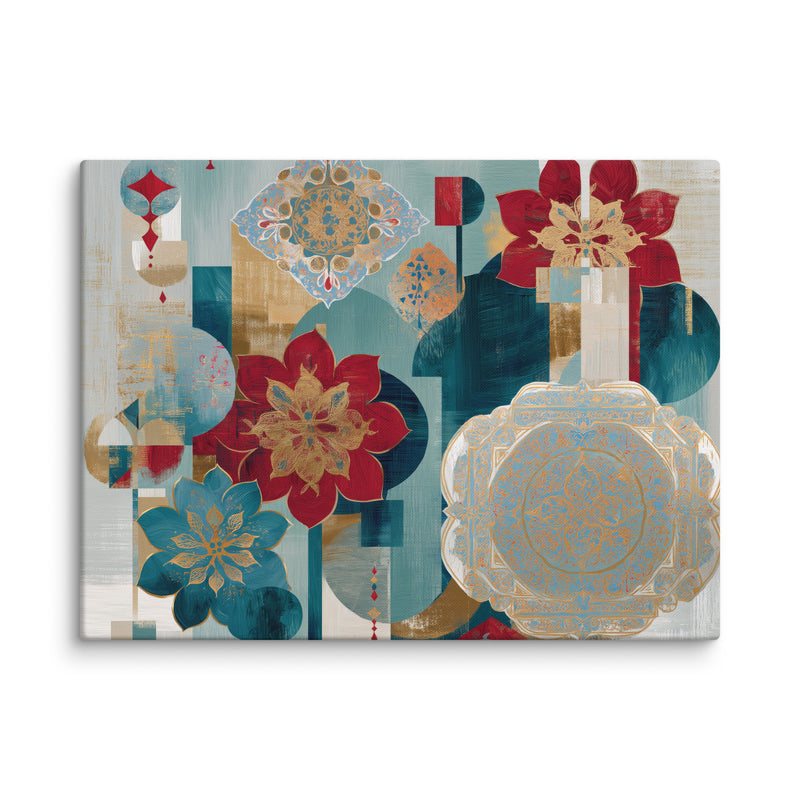 Modern Mughal Blooms – Red & Teal Harmony