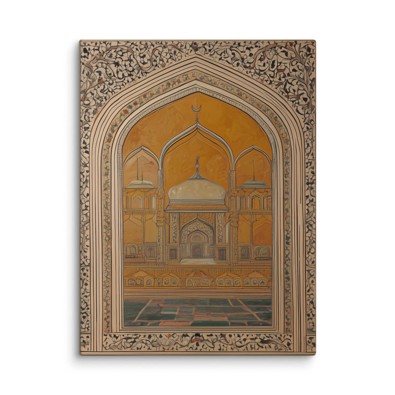 Golden Arches of Eternity – Mughal Architectural Canvas Art