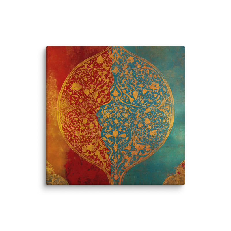 Harmony of Two Worlds – Mughal Inspired Abstract Floral Canvas Art