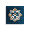 Blue Garden Reverie – Mughal Floral Medallion Canvas Art with Ivory Blossoms & Gold Detailing