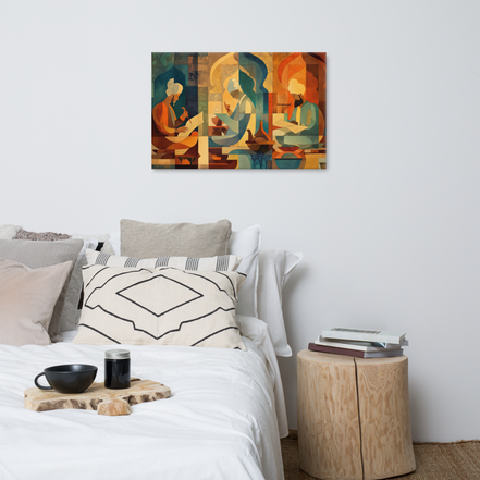 Scholars of the Mughal Era - Abstract Mughal Art Canvas