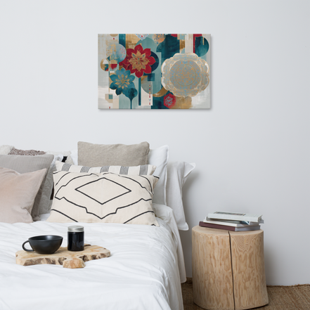 Modern Mughal Blooms – Red & Teal Harmony