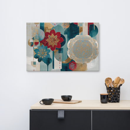 Modern Mughal Blooms – Red & Teal Harmony