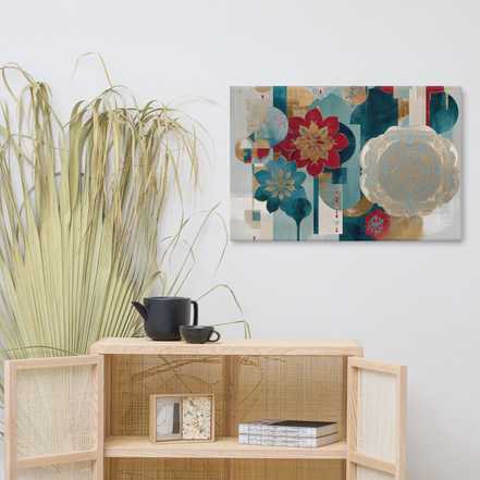 Modern Mughal Blooms – Red & Teal Harmony