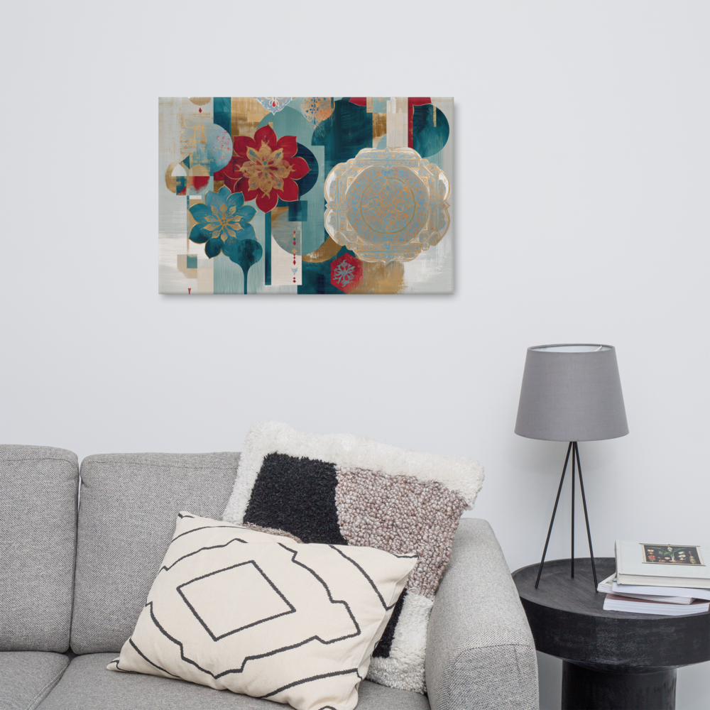 Modern Mughal Blooms – Red & Teal Harmony