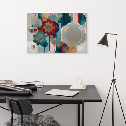 Modern Mughal Blooms – Red & Teal Harmony