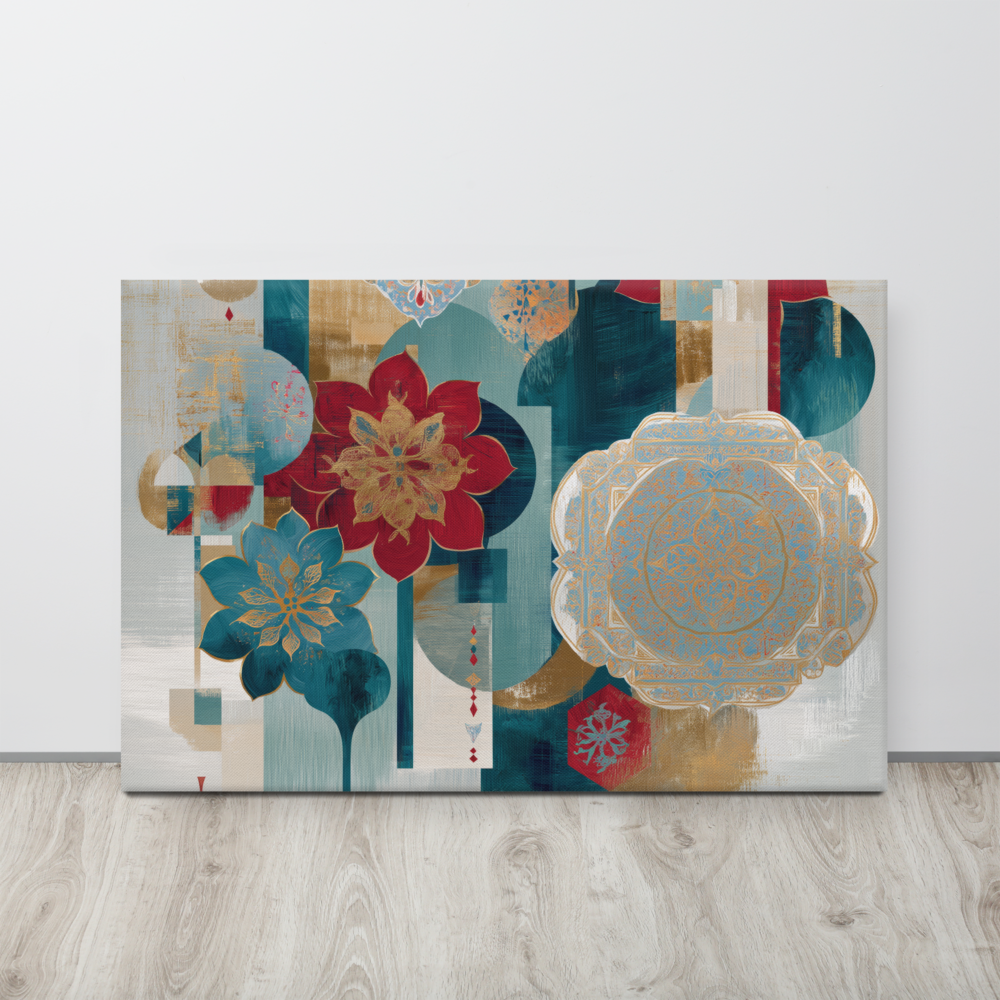 Modern Mughal Blooms – Red & Teal Harmony