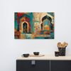 Turquoise Arches of the Mughal Court – Abstract Mughal Architecture Canvas Wall Art