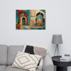 Turquoise Arches of the Mughal Court – Abstract Mughal Architecture Canvas Wall Art