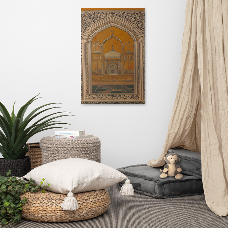 Golden Arches of Eternity – Mughal Architectural Canvas Art