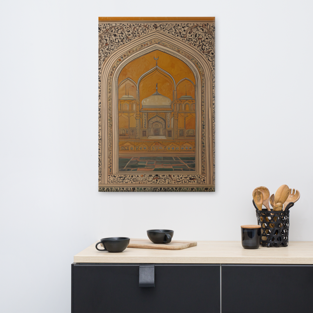 Golden Arches of Eternity – Mughal Architectural Canvas Art
