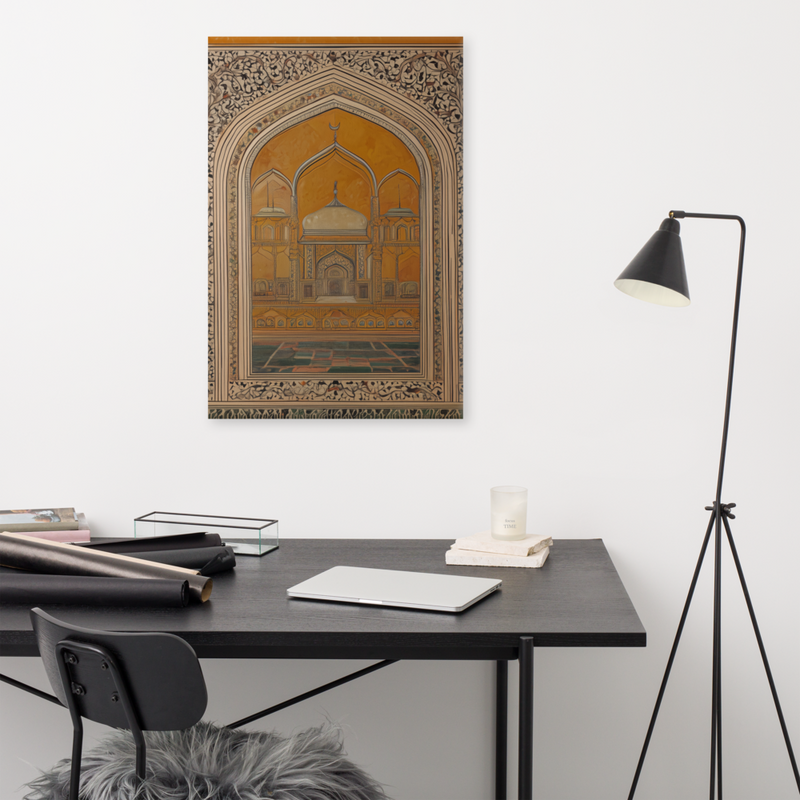 Golden Arches of Eternity – Mughal Architectural Canvas Art
