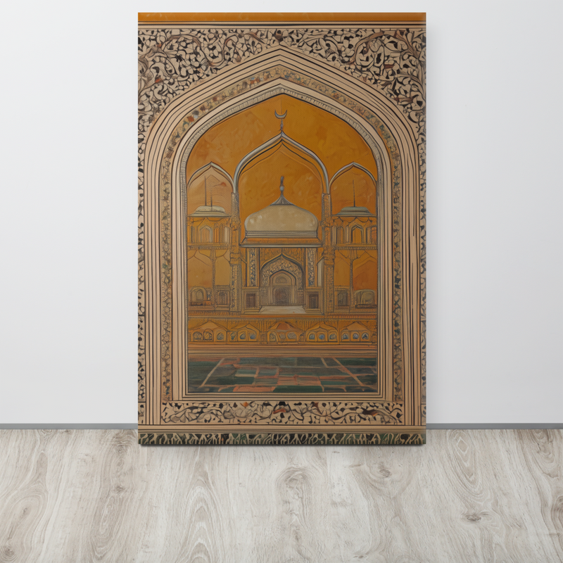 Golden Arches of Eternity – Mughal Architectural Canvas Art