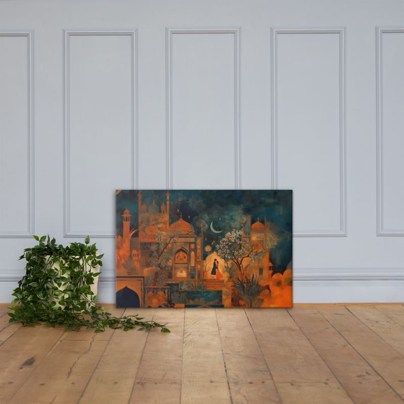 Eternal Embrace – Mughal Palace Romance Canvas Art