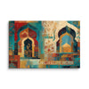 Turquoise Arches of the Mughal Court – Abstract Mughal Architecture Canvas Wall Art