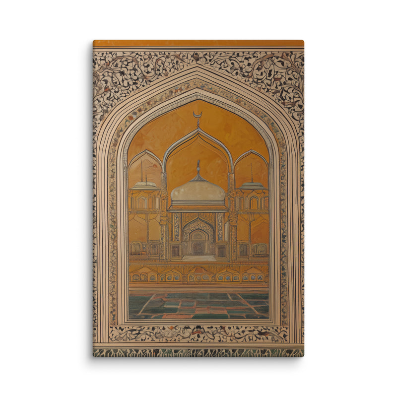 Golden Arches of Eternity – Mughal Architectural Canvas Art