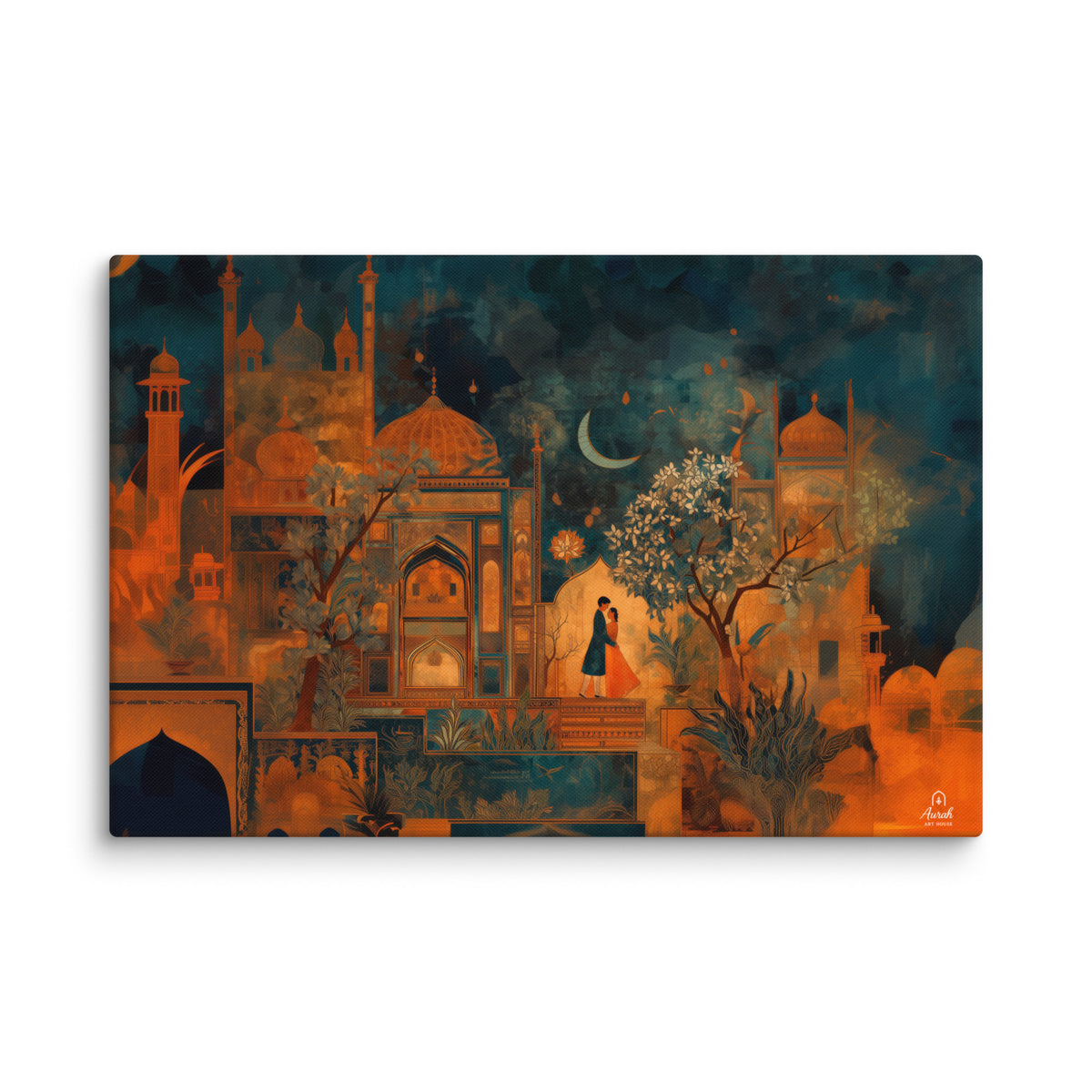 Eternal Embrace – Mughal Palace Romance Canvas Art