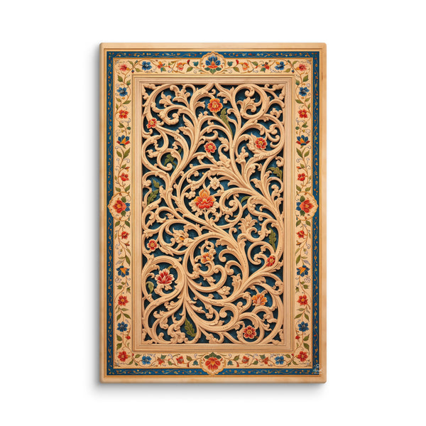 Arabesque Jaali Garden – Mughal Vine Lattice Canvas