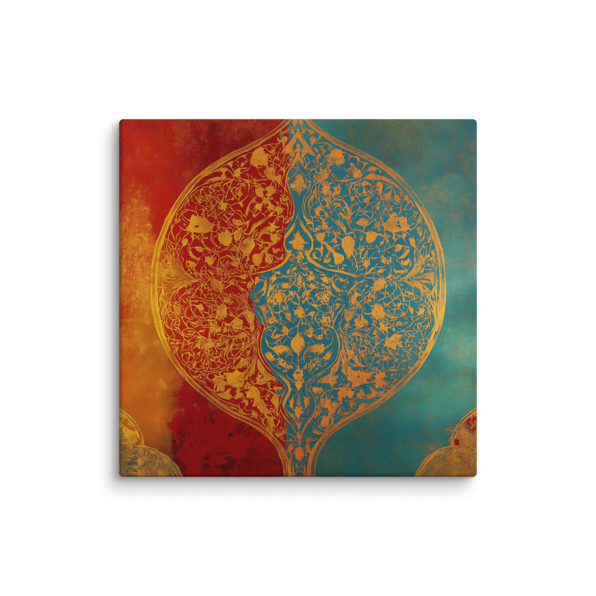Harmony of Two Worlds – Mughal Inspired Abstract Floral Canvas Art