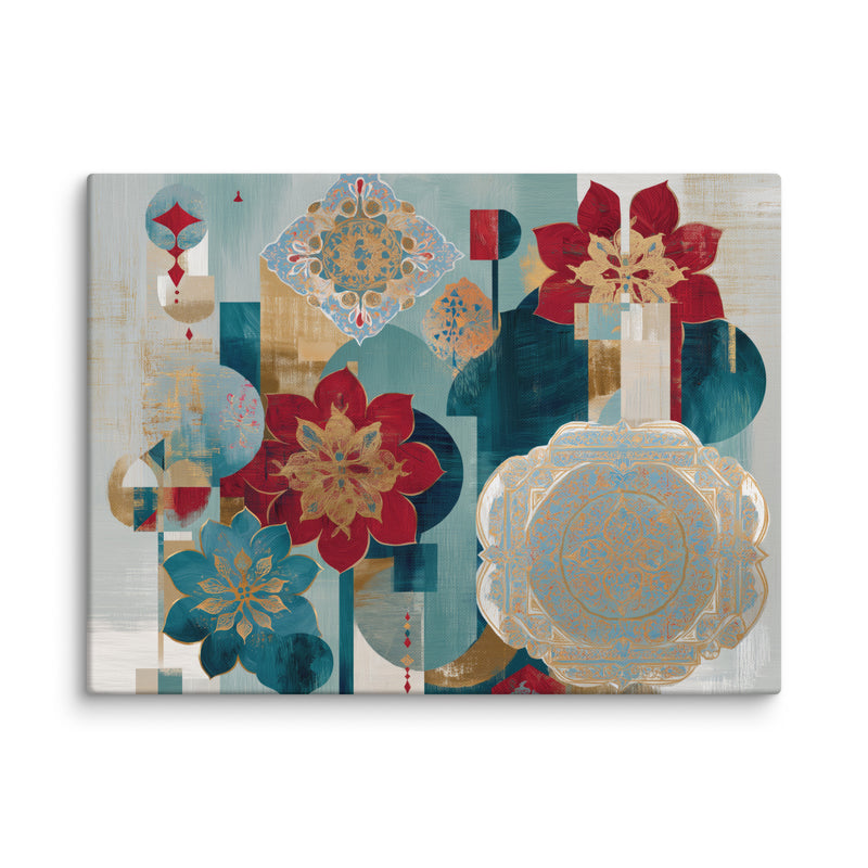 Modern Mughal Blooms – Red & Teal Harmony