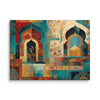 Turquoise Arches of the Mughal Court – Abstract Mughal Architecture Canvas Wall Art