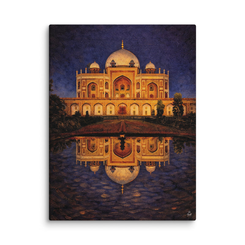 Humayun’s Tomb at Night – Mughal Architecture Canvas Print