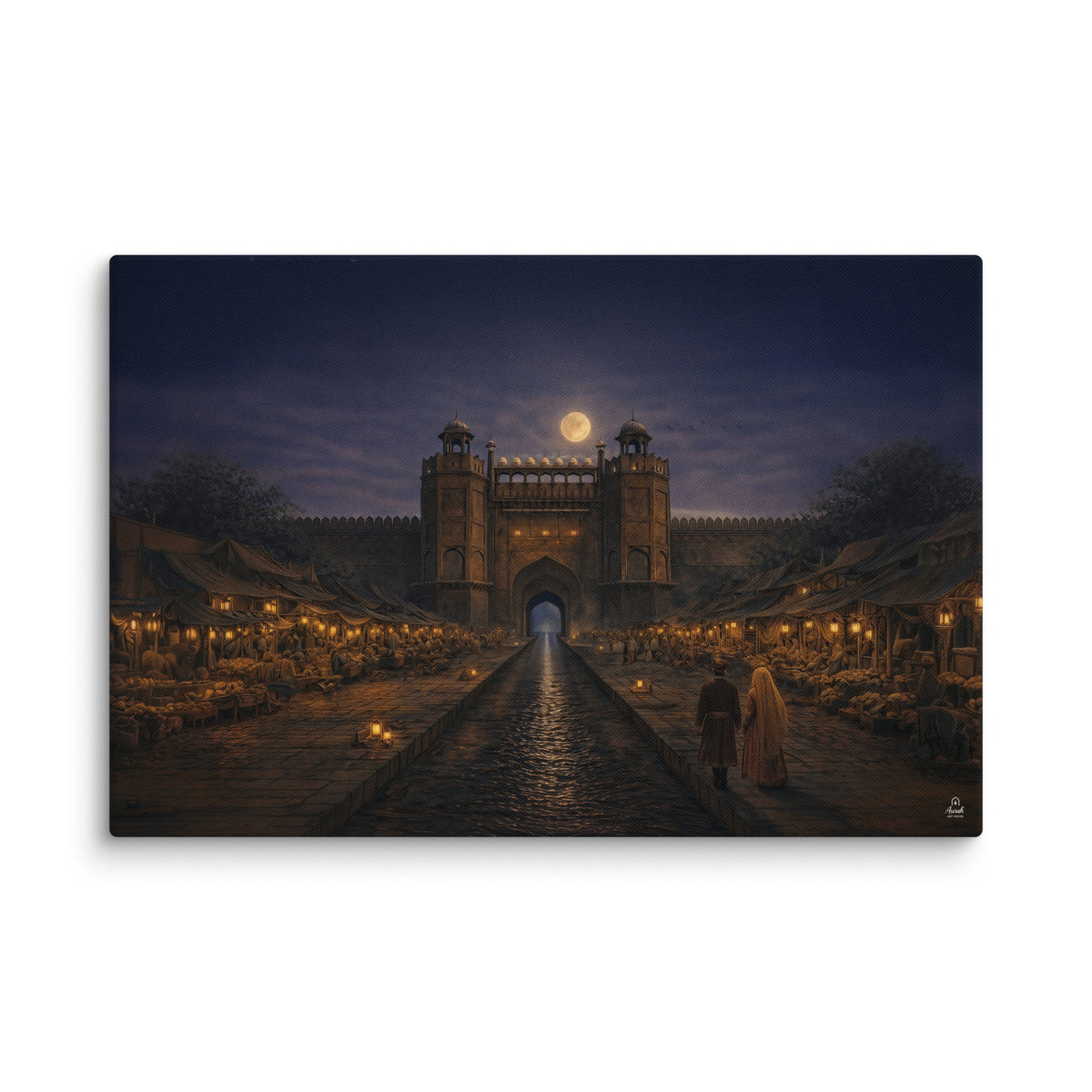 Chandni Chowk Moonlight – Mughal Night Market Canvas Art
