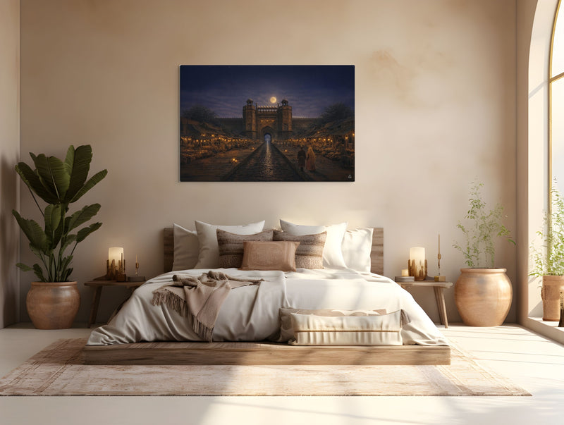 Chandni Chowk Moonlight – Mughal Night Market Canvas Art