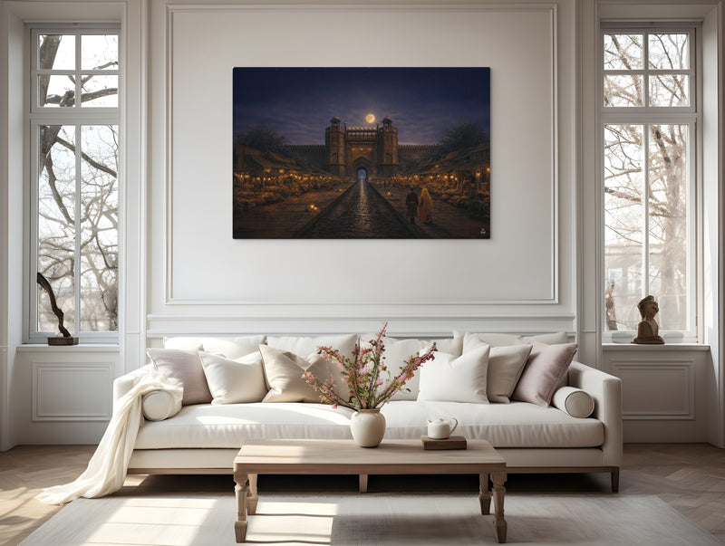 Chandni Chowk Moonlight – Mughal Night Market Canvas Art