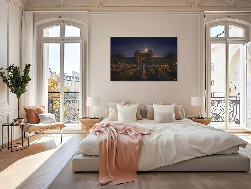 Chandni Chowk Moonlight – Mughal Night Market Canvas Art