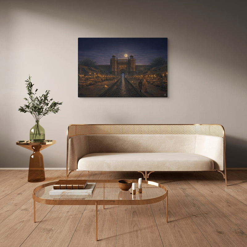 Chandni Chowk Moonlight – Mughal Night Market Canvas Art