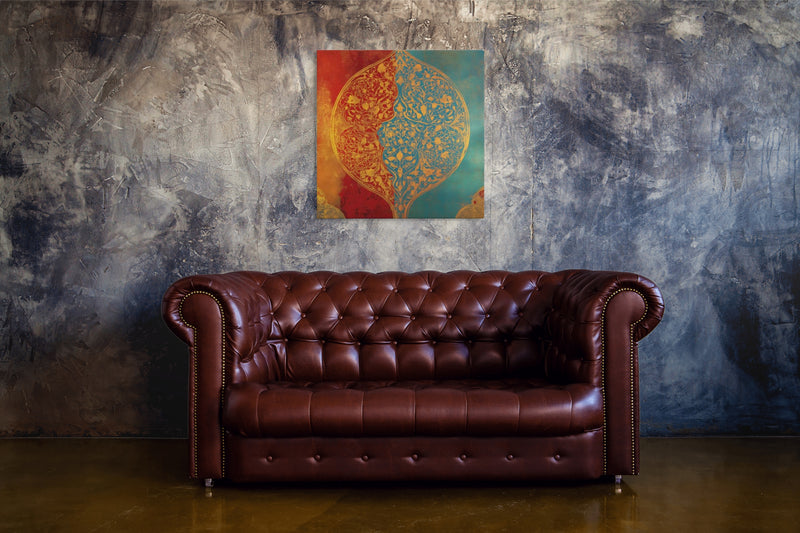 Harmony of Two Worlds – Mughal Inspired Abstract Floral Canvas Art