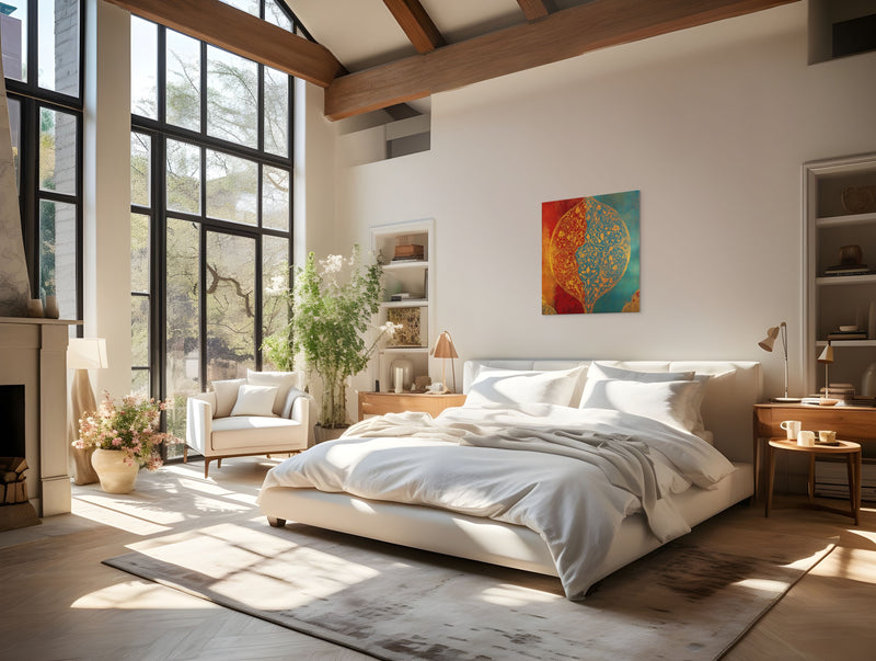 Harmony of Two Worlds – Mughal Inspired Abstract Floral Canvas Art