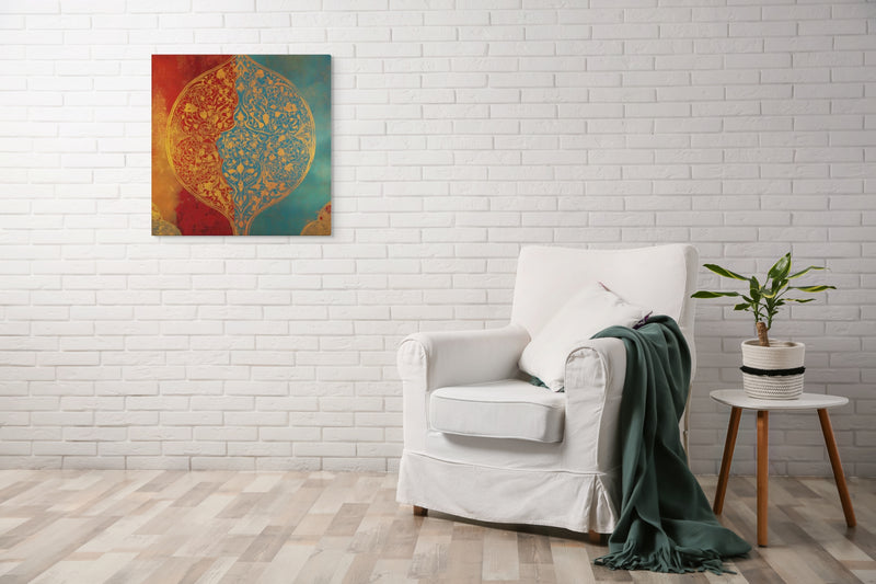 Harmony of Two Worlds – Mughal Inspired Abstract Floral Canvas Art
