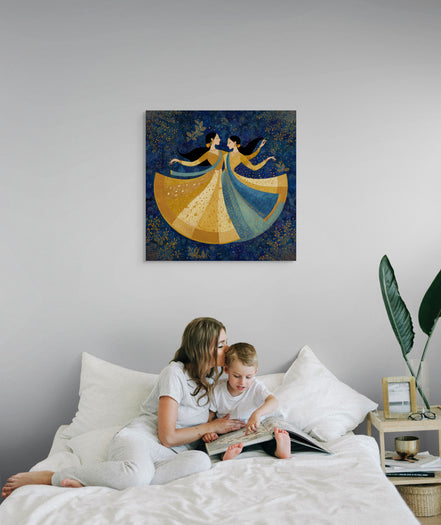 Golden Waltz – Mughal-Inspired Dance Canvas