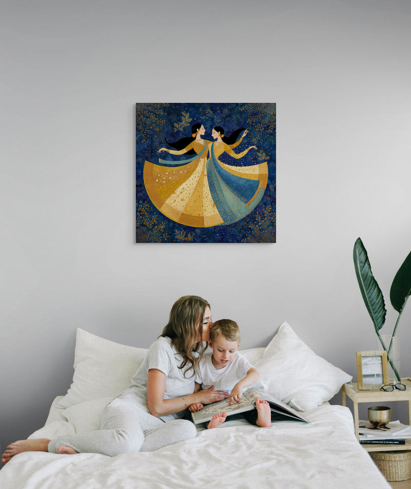Golden Waltz – Mughal-Inspired Dance Canvas