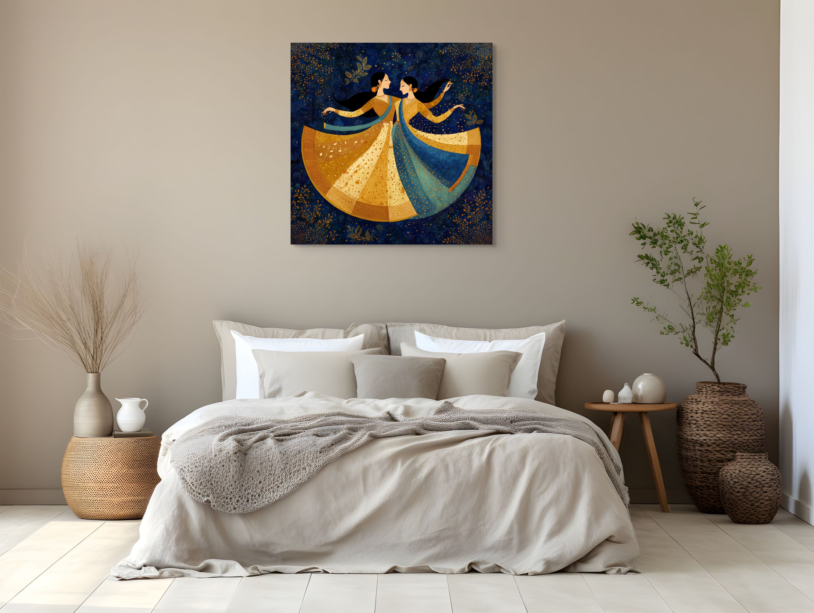 Golden Waltz – Mughal-Inspired Dance Canvas