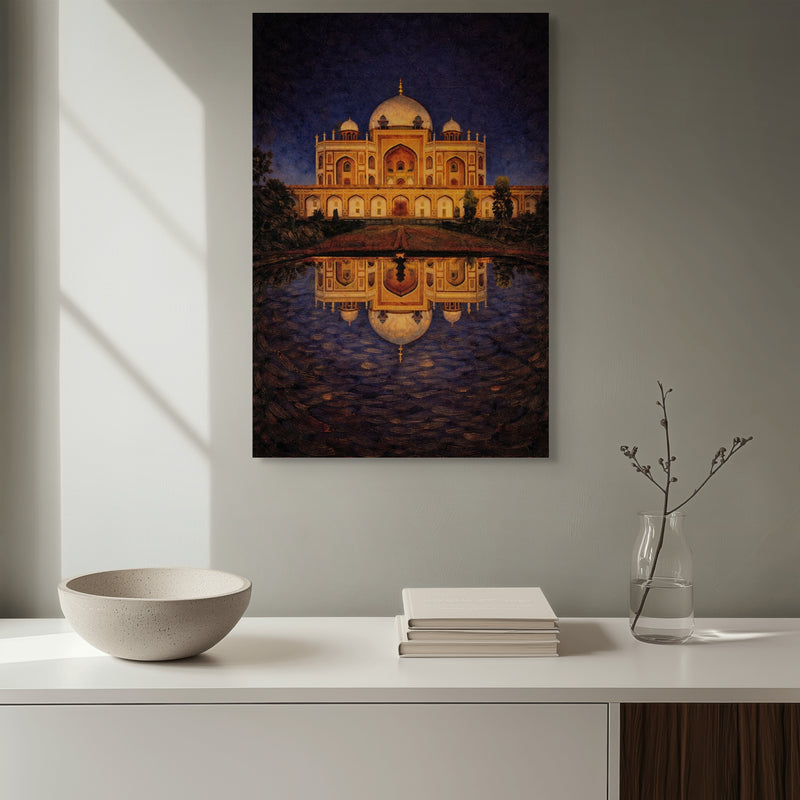 Humayun’s Tomb at Night – Mughal Architecture Canvas Print