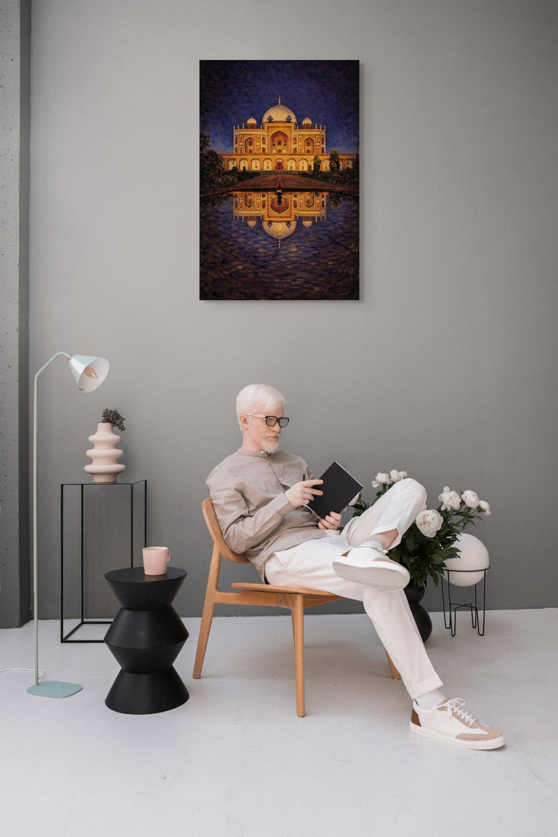 Humayun’s Tomb at Night – Mughal Architecture Canvas Print