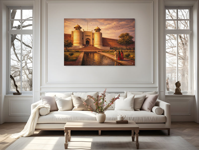 Shahi Qila at Golden Hour – Mughal Architecture Canvas Wall Art